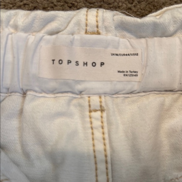 Topshop White High Waist Shorts with Paper Bag Waist - Picture 2 of 4